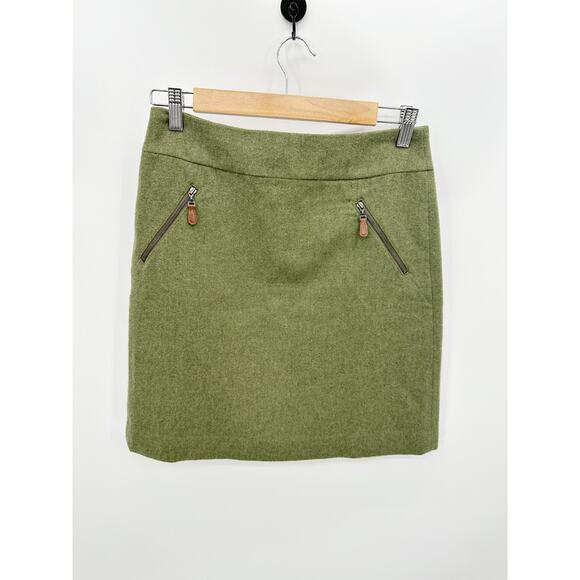 Talbots Green Wool Blend Back Zip Mini Skirt Women's Size 2 Petite 2P - Picture 8 of 8